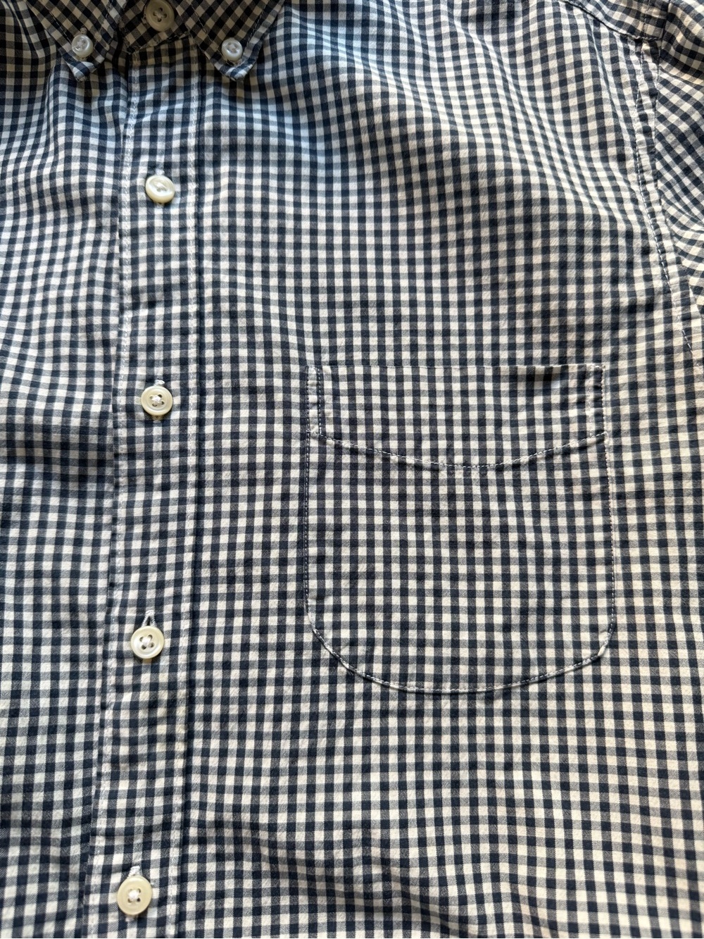 J. Crew Navy and White Organic Cotton Gingham Button-Down Shirt, Size M - Picture 4 of 9